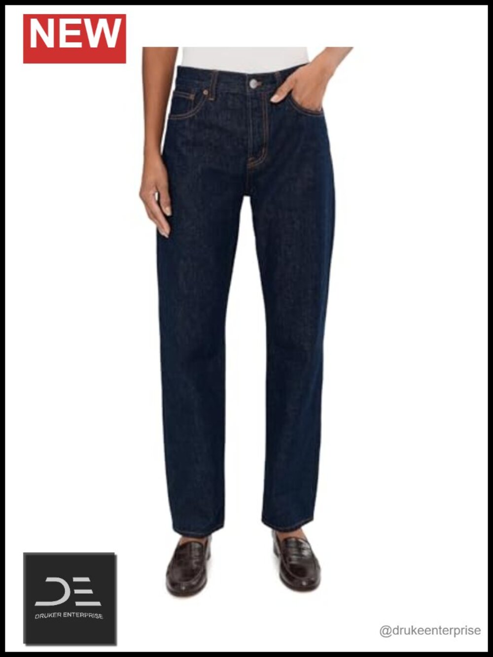 High Rise Wide Leg Non-Stretch 100% Cotton Jeans
